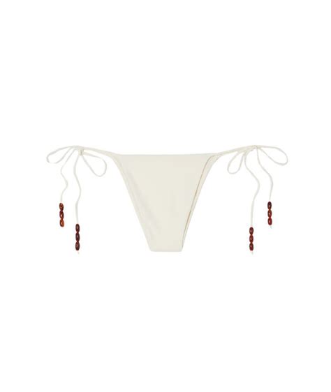 Magda Butrym Bead Embellished Bikini Briefs Cream Editorialist