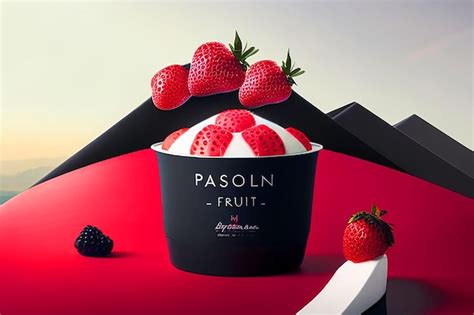 Premium Photo Yogurt Strawberrys Blackberrys Pineapple Pasion Fruit Hills Minimalist High