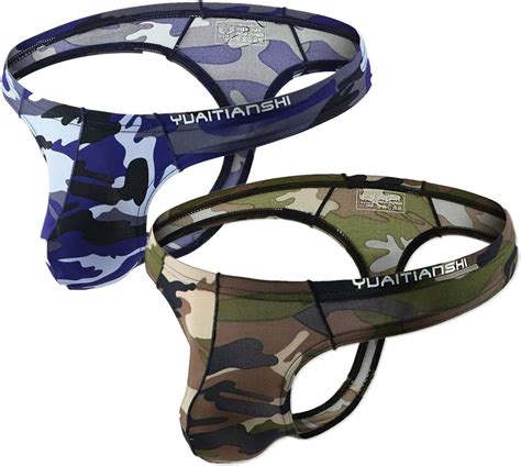 CSMARTE Men S Cool Camouflage Thong Underwear Hot Low Rise Men S Thong G String Bikini Briefs