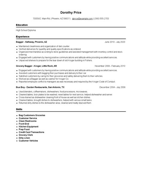 Bagger Resume Examples and Tips - Zippia