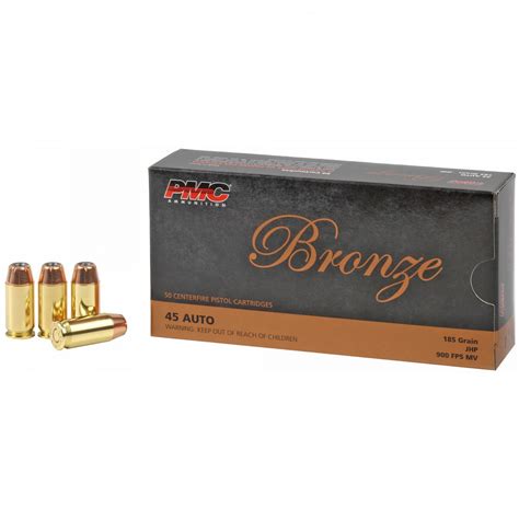 PMC Bronze 45 ACP Ammo 185gr JHP 50 Rounds