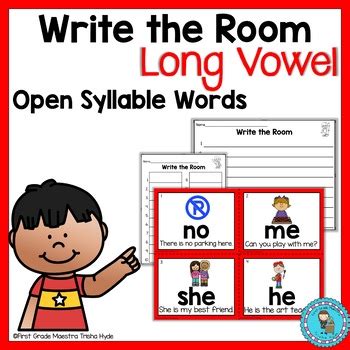 Write The Room Long Vowel Open Syllable By First Grade Maestra Trisha Hyde