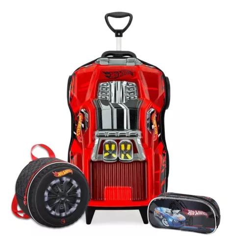 Kit Mochila D C Rodinha Tripla Lancheira Estojo Hot Wheels Frete Gr Tis