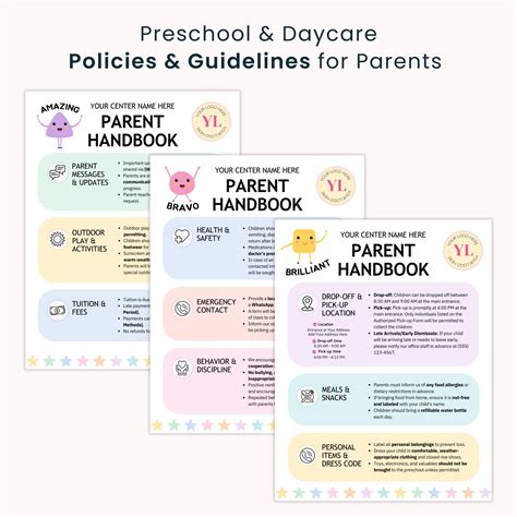 Editable Preschool Parent Handbook Template Daycare Rules Guide Childcare Center Policy PDF
