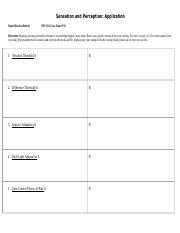 PSY 102 Sensation And Perception Assignment Worksheet Docx Sensation