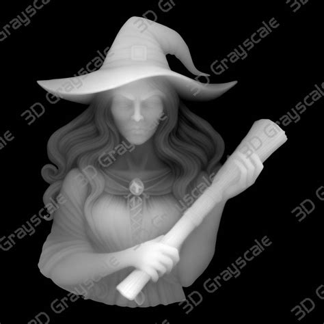 Evil Witch For Halloween 3d Grayscale