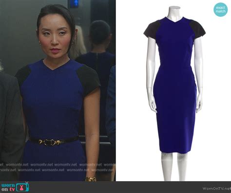 WornOnTV Francescas Blue Two Tone Sheath Dress On Sex Life Li Jun Li Clothes And Wardrobe