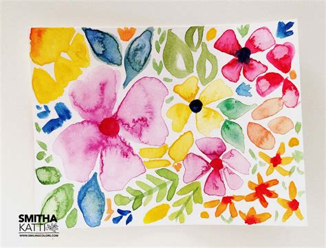 Watercolor Flowers Easy Video Tutorial - Smitha Katti