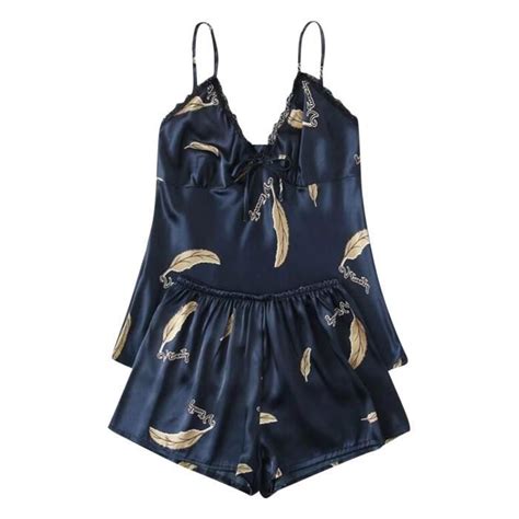 Femmes Sexy Lingerie Vêtements de nuit Satin Soie Babydoll Lace Up Nightwear Pyjamas Set n