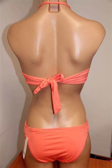 Nwt Bar Iii Swimsuit Bikini Pc Set Size L Bandeau Coral Reef Strap Ebay