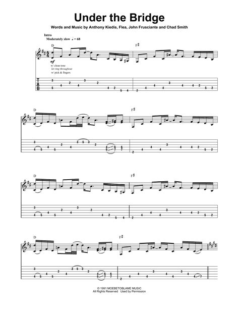 Red Hot Chili Peppers Under The Bridge Sheet Music Arranged For Easy Piano And Includes Page S