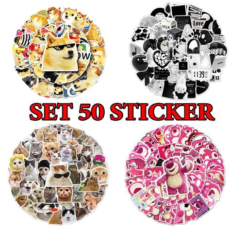 Set 50 Cái Sticker cute dễ thương mẫu HOT nhất dán trang trí laptop mũ nón bảo hiểm vali