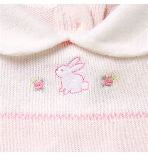 Baby Light Pink Baby Embroidered Bunny One Piece By Janie And Jack