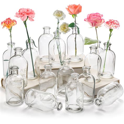 Buy YOUEON 16 Pack Living Bud Vases Clear Glass Flower Vase 8 Oz