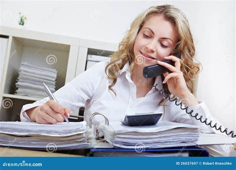 Woman Making Phone Call In Office Stock Image Image Of Customer