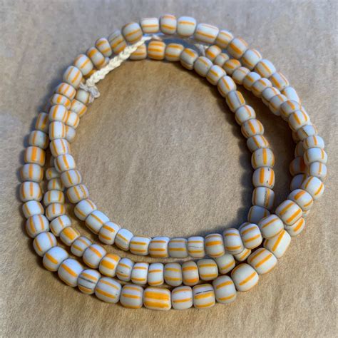 Java Matte Orange Striped Glass Beads