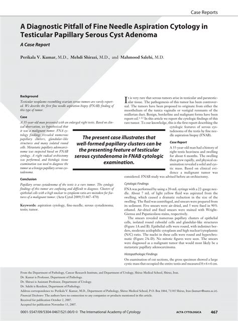 Pdf A Diagnostic Pitfall Of Fine Needle Aspiration Cytology In