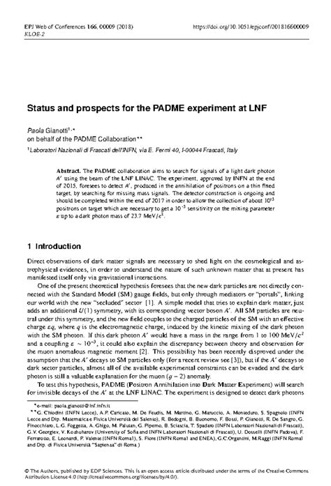 Gianotti 2018 - lecture notes - Status and prospects for the PADME