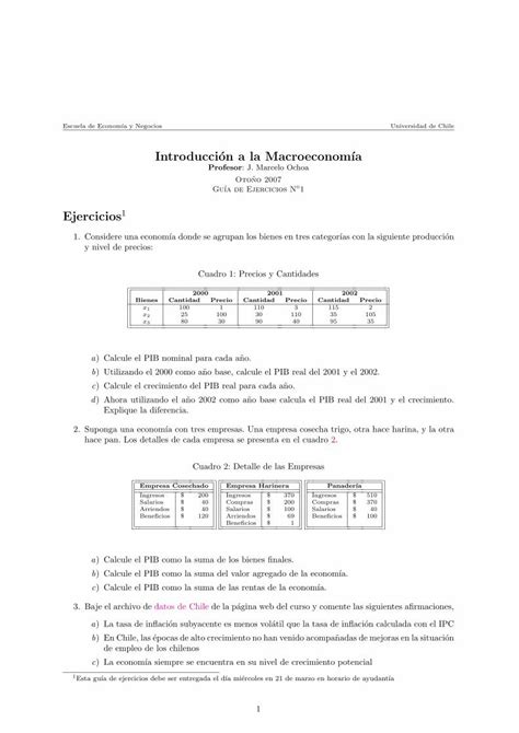 Pdf Introduccion A La Macroeconom A Considere Una Econom A Donde