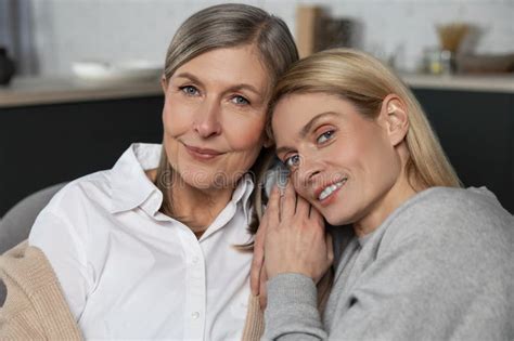Mature Mother And Her Adult Daughter Hugging And Talking Stock Image Image Of Adult Casual