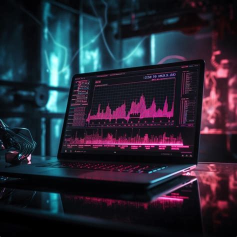 Premium Photo | Laptop display in pink lights on a black background