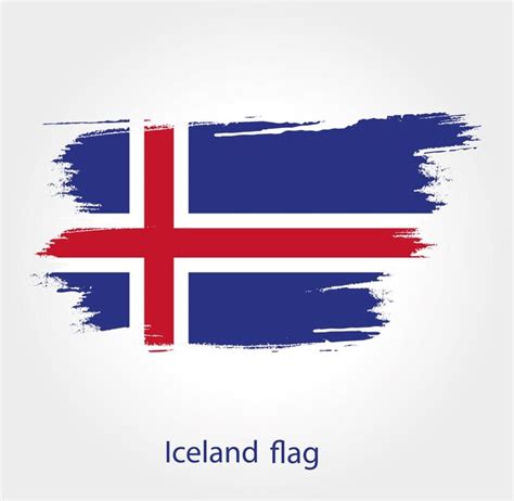 Premium Vector Iceland Flag With Watercolor Brush