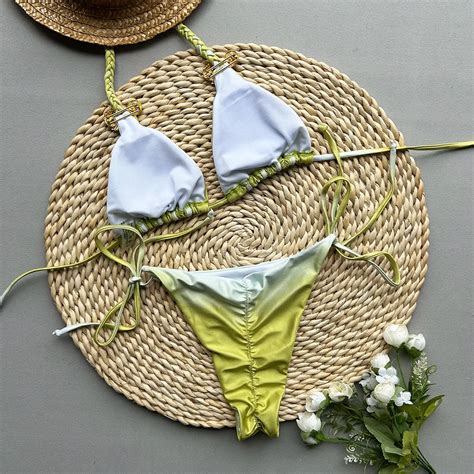 Neuer Damen Bikini Im Sexy Batik Split Stil Farbintensiv R Ckenfrei Perfekt F R Den Sommer