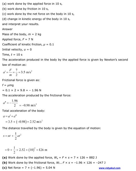 Class 11th Physics Work Energy And Power Ncert Solution Cbse 2023