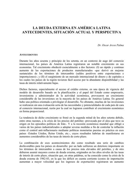 LA DEUDA EXTERNA EN AMÉRICA LATINA