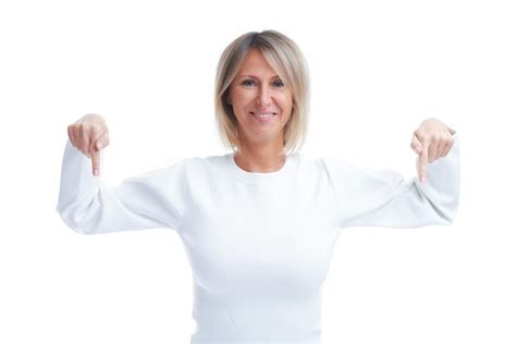 Premium Photo Picture Of Blonde Woman Isolated Over White Background Showing Empty Space