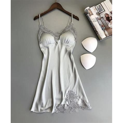 Nuisette Femme Sensuelle Robe De Nuit Satin Grande Taille Nuisette Lingerie Sexy Col V Profond