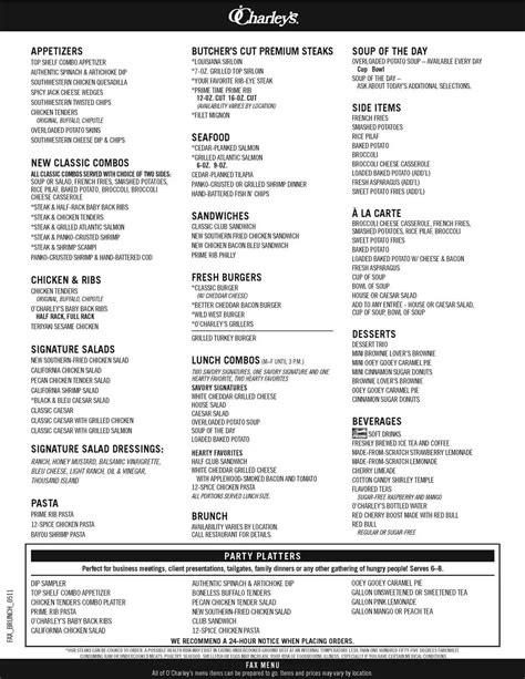 O'charley's Menu With Prices