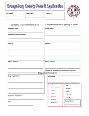 Orangeburg County Building Permits Fill Online Printable Fillable