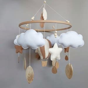 Hot Air Ballon Mobile Nursery Baby Mobile Neutral Crib Mobile Etsy