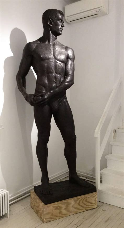 Mark Beard Statue Of Athlete Large Academic Style Bronze Figurative Sculpture Of Nude Male
