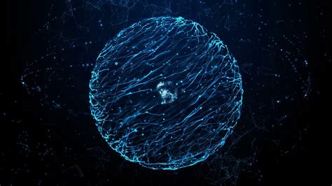 Blue Particle Energy Sphere Abstract Technology Science Engineering