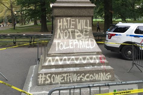 Christopher Columbus Statue Defaced In Central Park