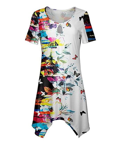 Take A Look At This White Read Abstract Floral Sidetail Tunic Women