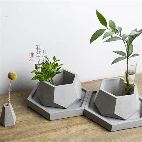 Concrete Flower Pot Silicone Molds Cement Plant Pots Decorative Molds
