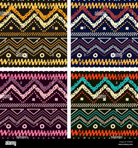 Set of trendy seamless backgrounds. Abstract tribal ethnic patterns ...