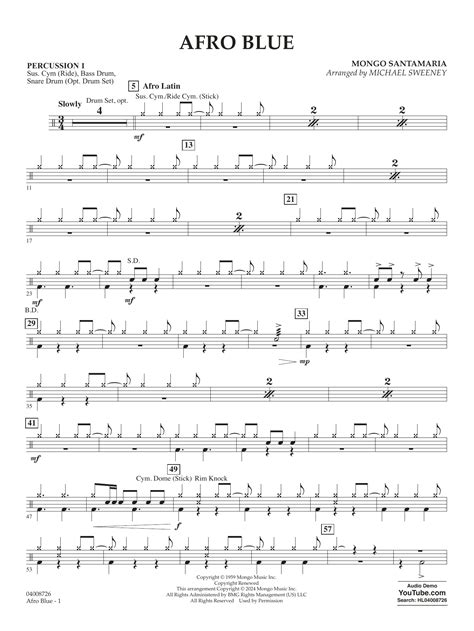 Afro Blue Arr Michael Sweeney Percussion 1 By Mongo Santamaria