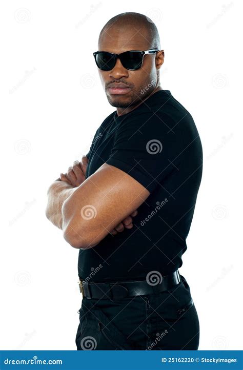 Secret Agent Standing With Hands Folded Stock Photo Image Of