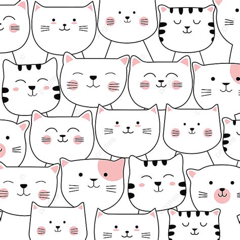 Adorable Gato De Patrones Sin Fisuras Png Dibujos Gato Modelo Sin