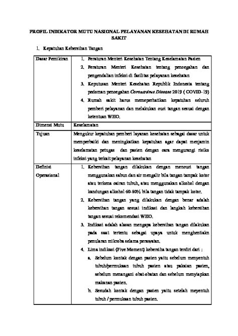 Profil Indikator Mutu Nasional Pelayanan Kesehatan Di Rumah Sakit Pdfcoffee