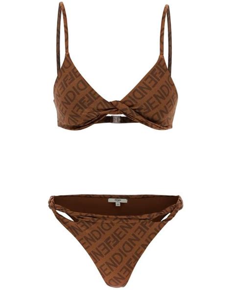 Fendi Lycra Bikini Set In Brown Lyst