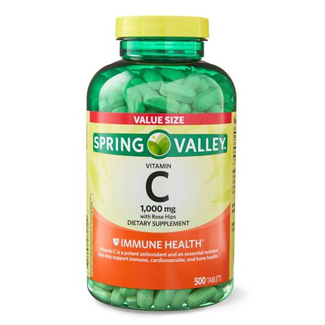 Spring Valley Vitamin C With Rose Hips Tablets Dietary Supplement Value Size 1 000 Mg 500