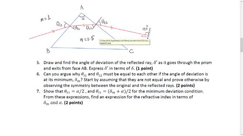 Solved Problem 1 Minimum Deviation Through A Prism This