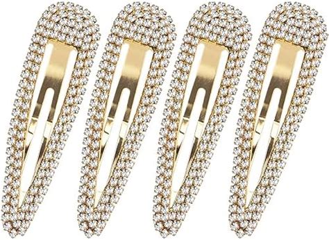 Amazon HINZIC 4Pcs 3 Inch Rhinestone Snap Hair Clips No Slip