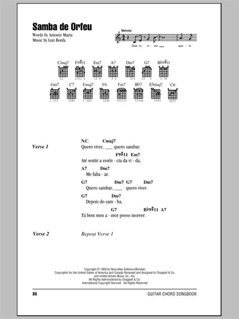 Samba De Orfeu Sheet Music Luiz Bonfa Guitar Chords Lyrics