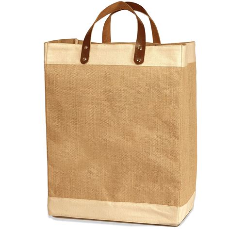 Buy EXULTIMATEReusable Jute French Market Tote Burlap Grocery Bags With